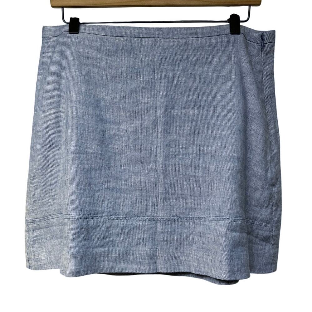 Everlane NWT Size 10 The Mini Skirt Stretch Linen Blue Chambray Coastal Preppy